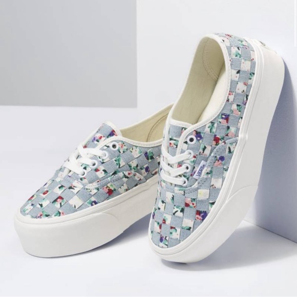 New Vans Authentic Stacked Platform Woven Floral Sneakers - Picture 2 of 7